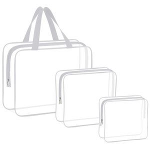 3 Pieces Large Clear Travel Bags For Toiletries, Waterproof Clear Plastic🦄